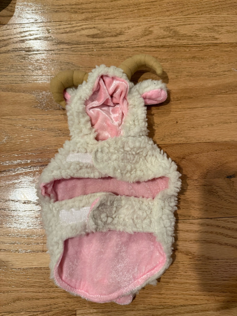 Pet Halloween costume Plush Lamb Ear Hooded Accessory - Cream & Pink